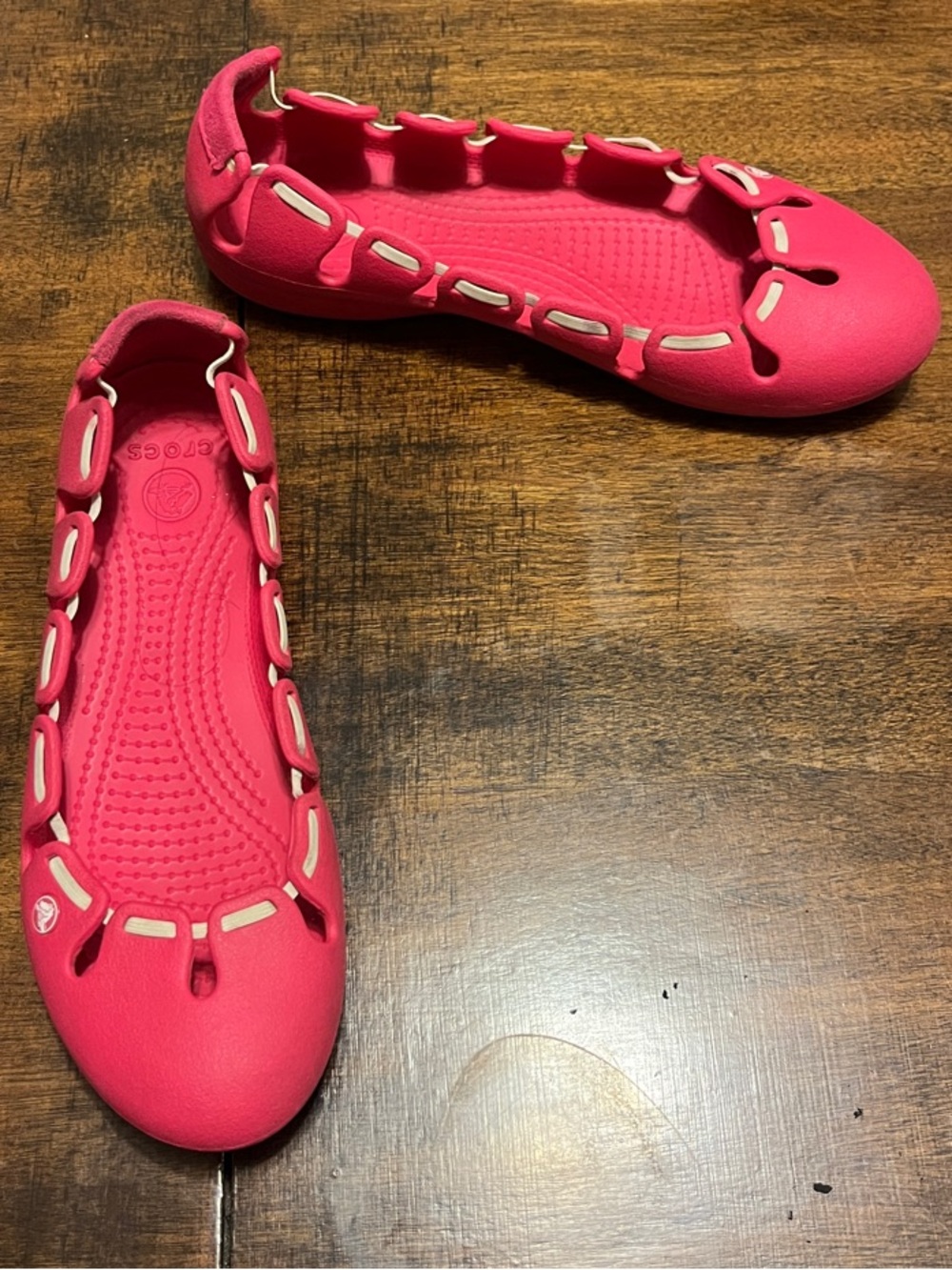 CROCS Hot Pink Slip-On Ballet Flats with Cutout Trim